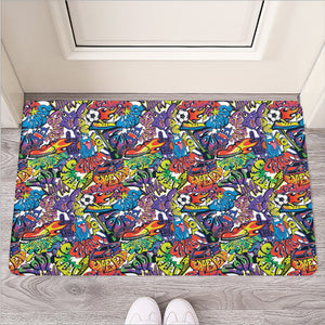 Funky Graffiti Pattern Print Rubber Doormat