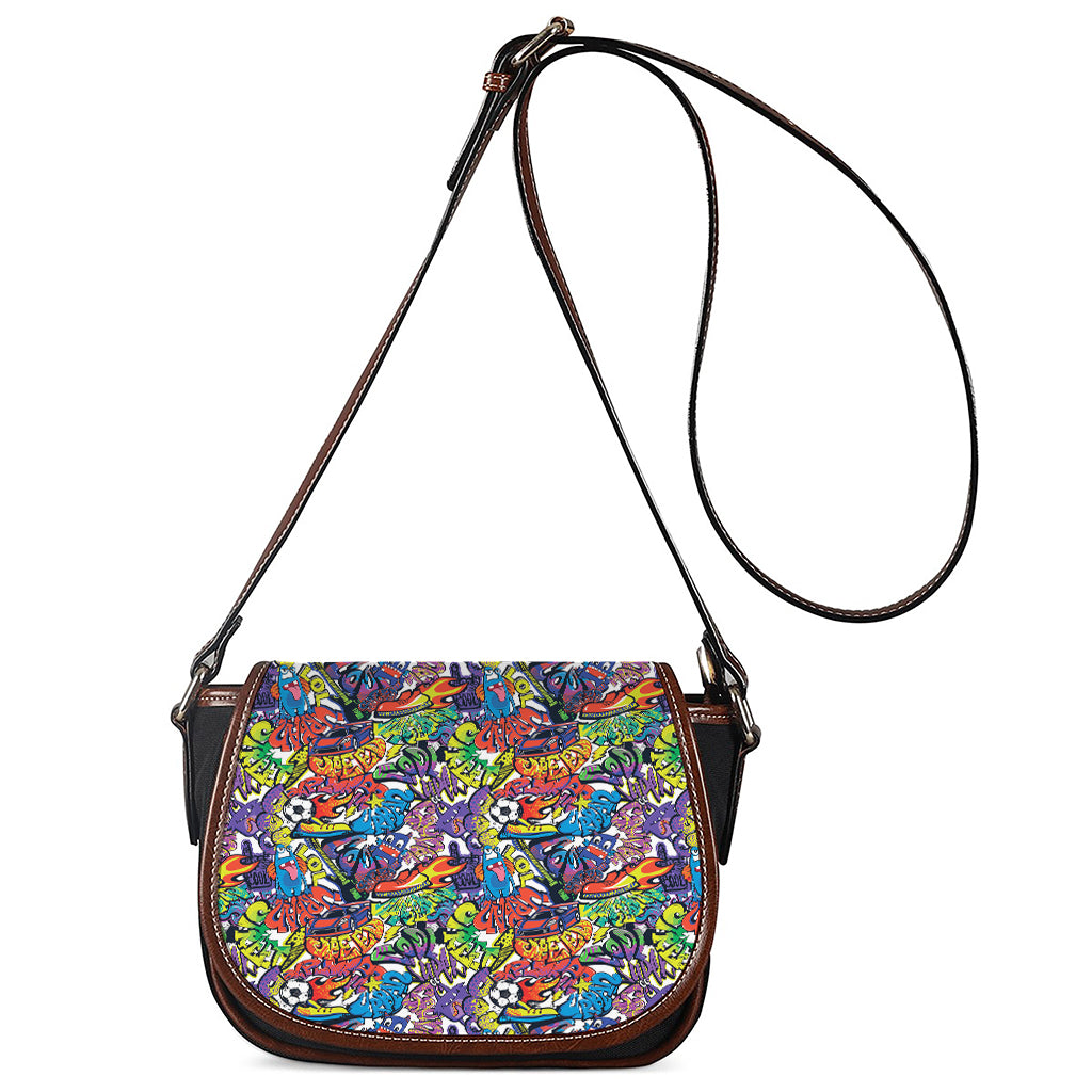 Funky Graffiti Pattern Print Saddle Bag