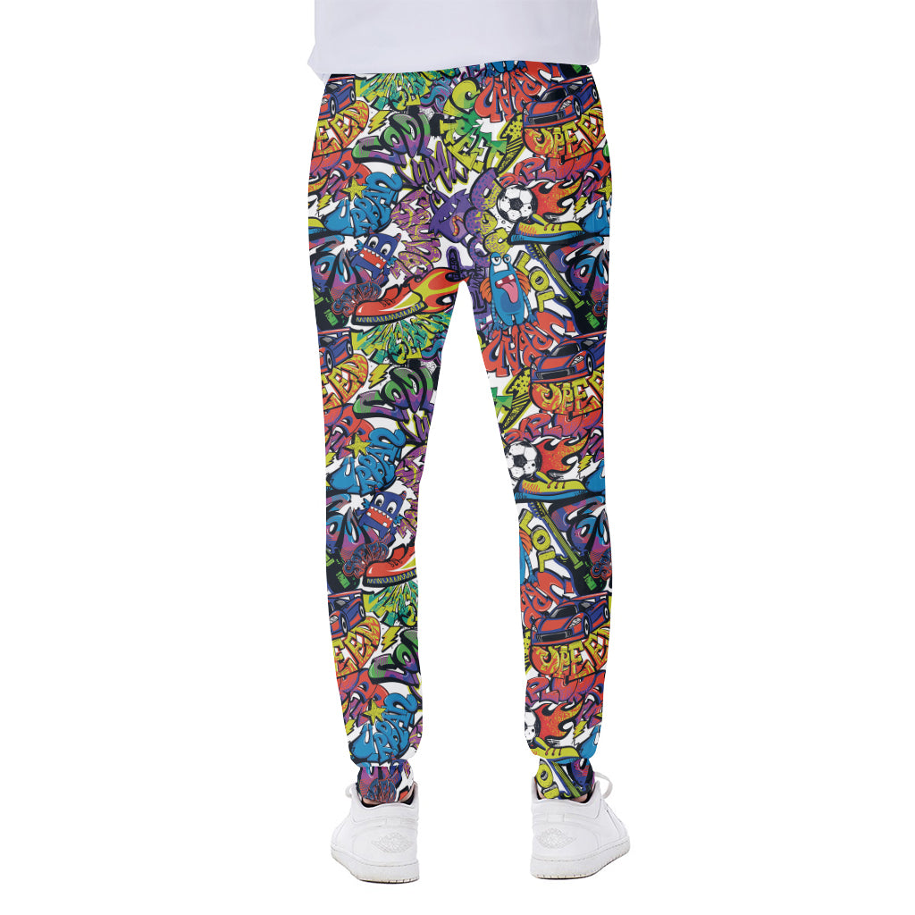 Funky Graffiti Pattern Print Scuba Joggers