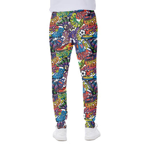 Funky Graffiti Pattern Print Scuba Joggers