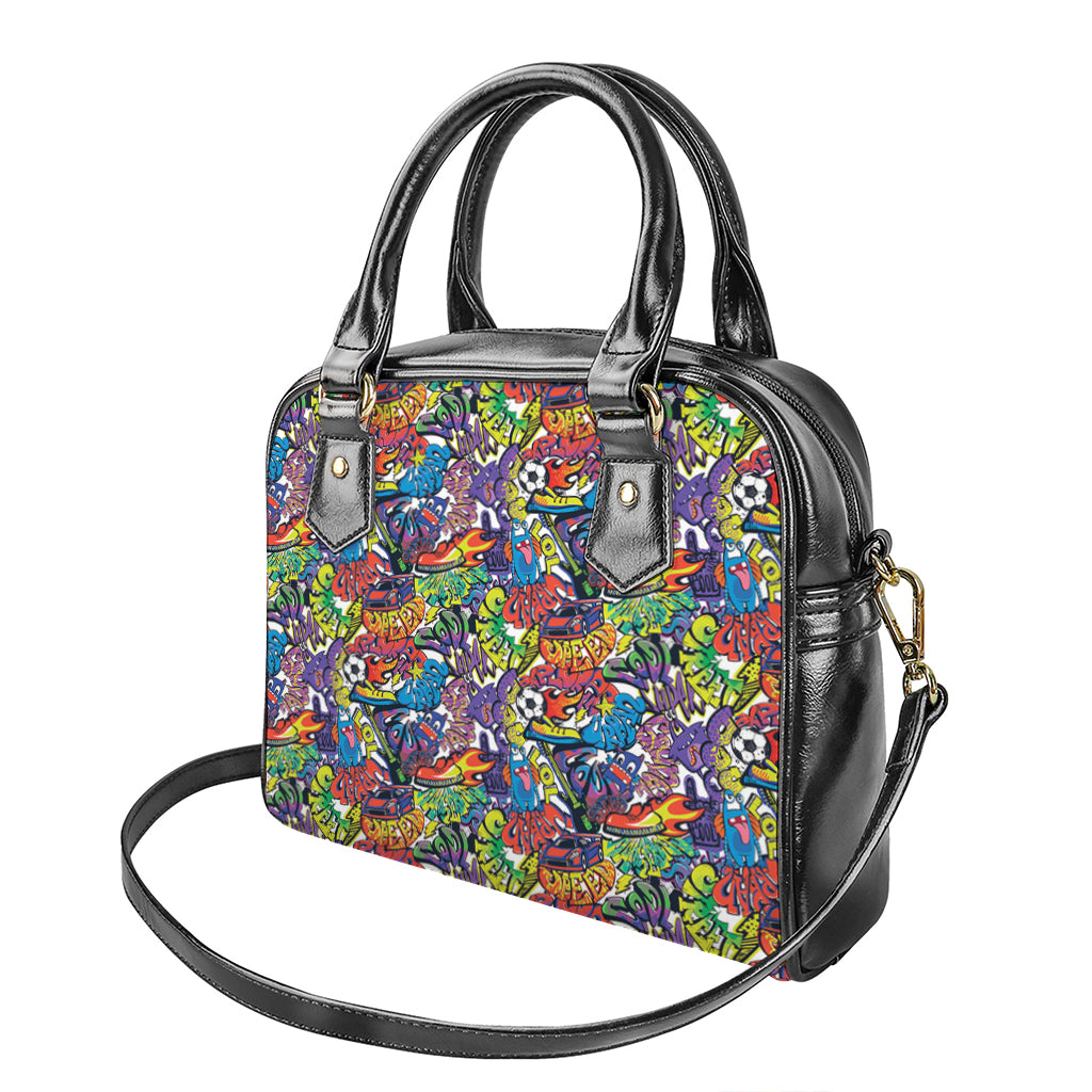 Funky Graffiti Pattern Print Shoulder Handbag