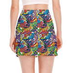 Funky Graffiti Pattern Print Side Slit Mini Skirt