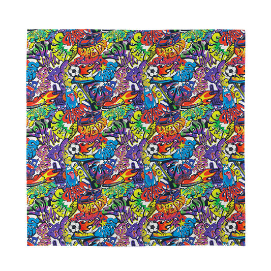 Funky Graffiti Pattern Print Silk Bandana