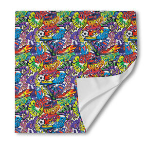 Funky Graffiti Pattern Print Silk Bandana