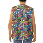 Funky Graffiti Pattern Print Sleeveless Baseball Jersey