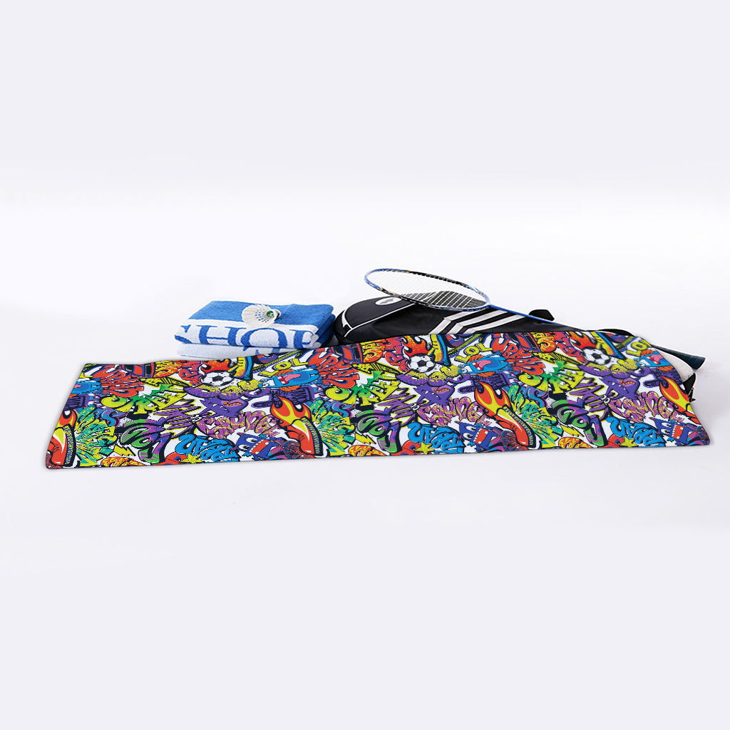 Funky Graffiti Pattern Print Sports Towel