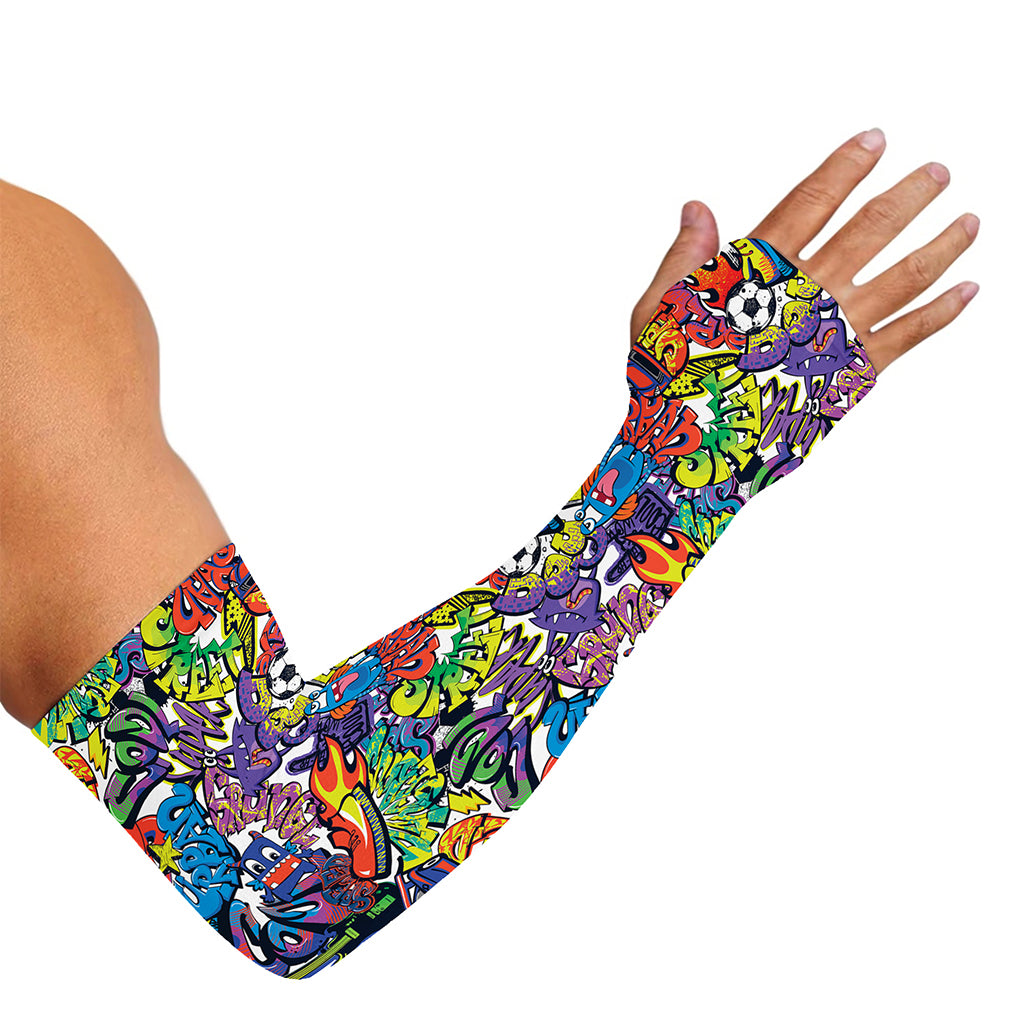 Funky Graffiti Pattern Print Sun Protection Arm Sleeves