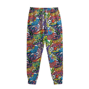 Funky Graffiti Pattern Print Sweatpants