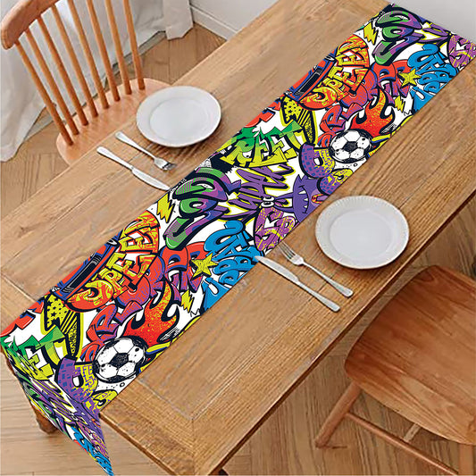 Funky Graffiti Pattern Print Table Runner