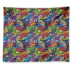 Funky Graffiti Pattern Print Tapestry