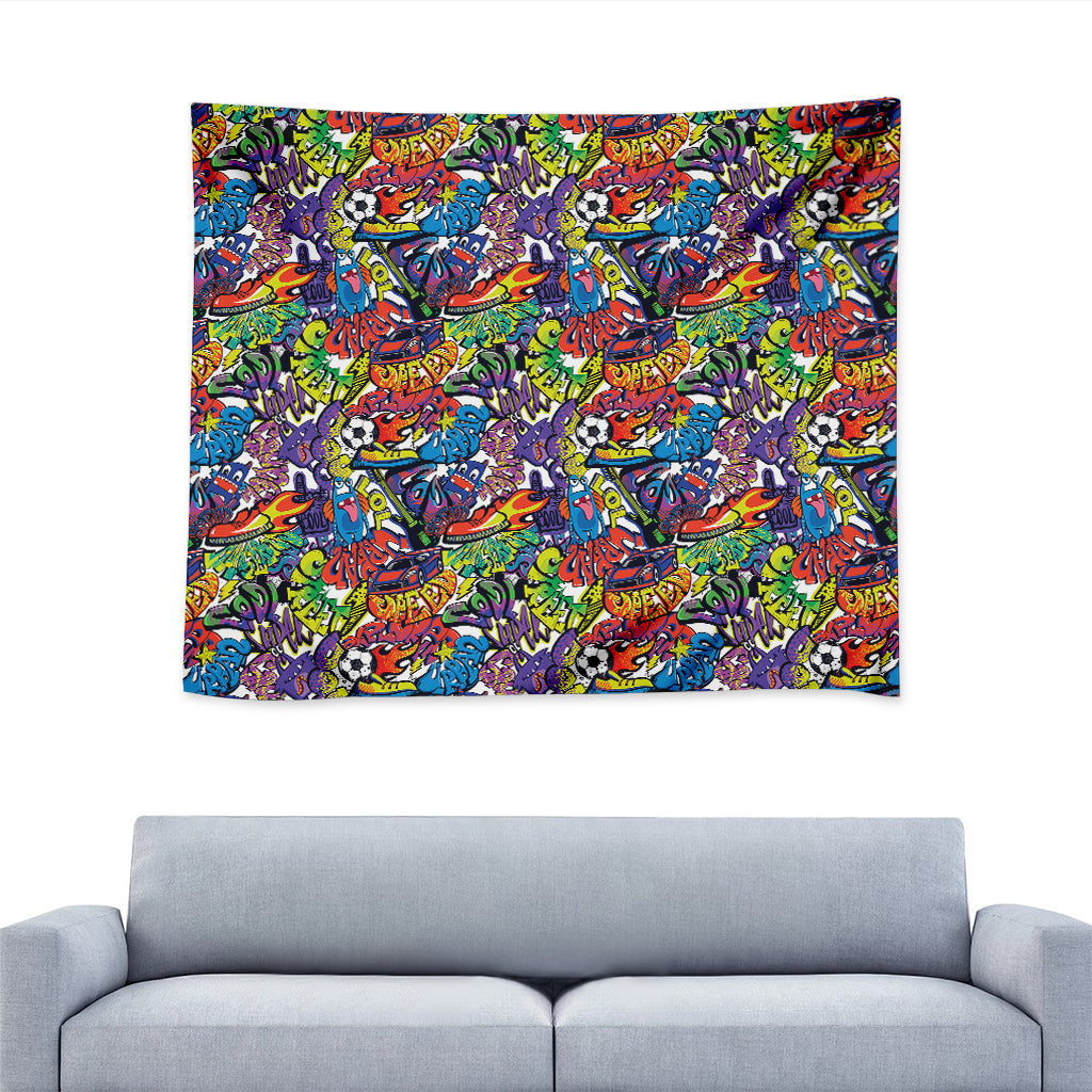 Funky Graffiti Pattern Print Tapestry