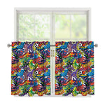 Funky Graffiti Pattern Print Tier Curtains