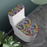 Funky Graffiti Pattern Print Toilet Lid And Tank Cover Set