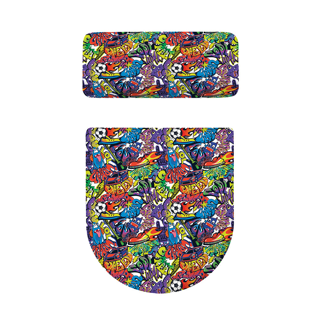 Funky Graffiti Pattern Print Toilet Lid And Tank Cover Set