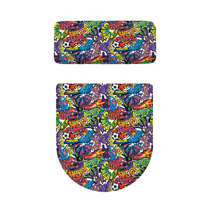 Funky Graffiti Pattern Print Toilet Lid And Tank Cover Set