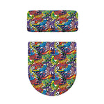 Funky Graffiti Pattern Print Toilet Lid And Tank Cover Set