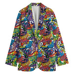 Funky Graffiti Pattern Print Women's Blazer