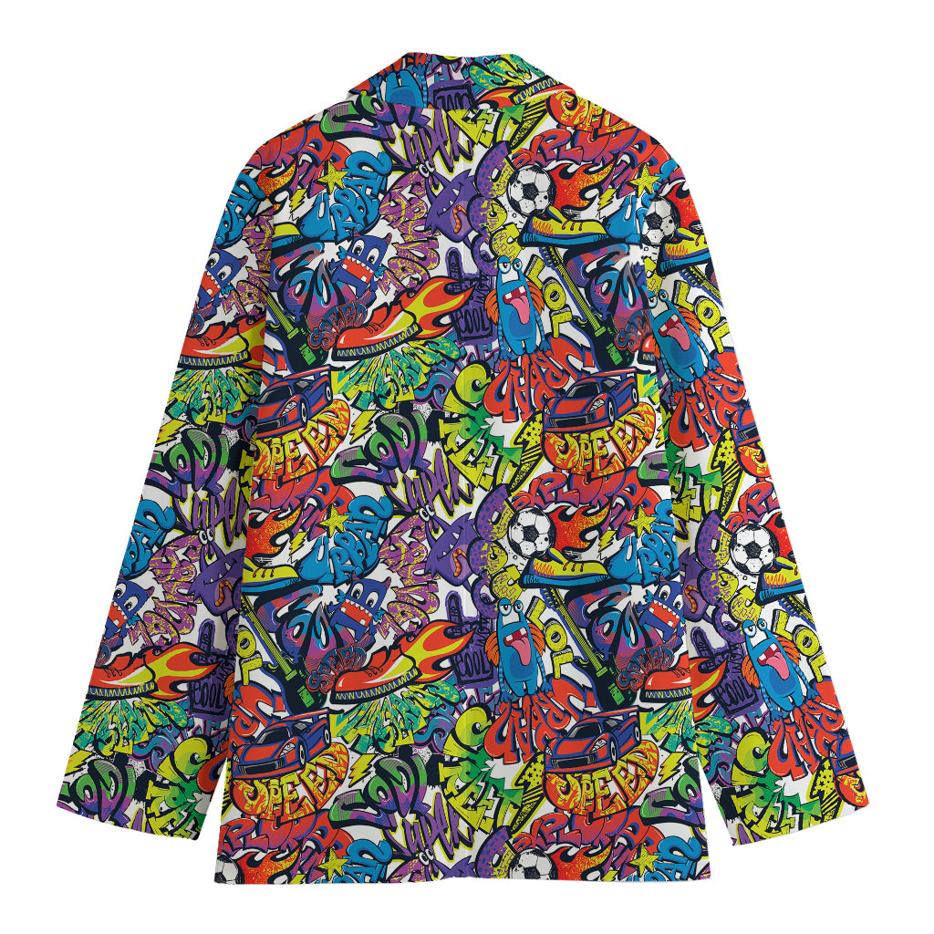 Funky Graffiti Pattern Print Women's Blazer