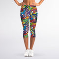 Funky Graffiti Pattern Print Women's Capri Leggings