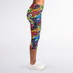 Funky Graffiti Pattern Print Women's Capri Leggings