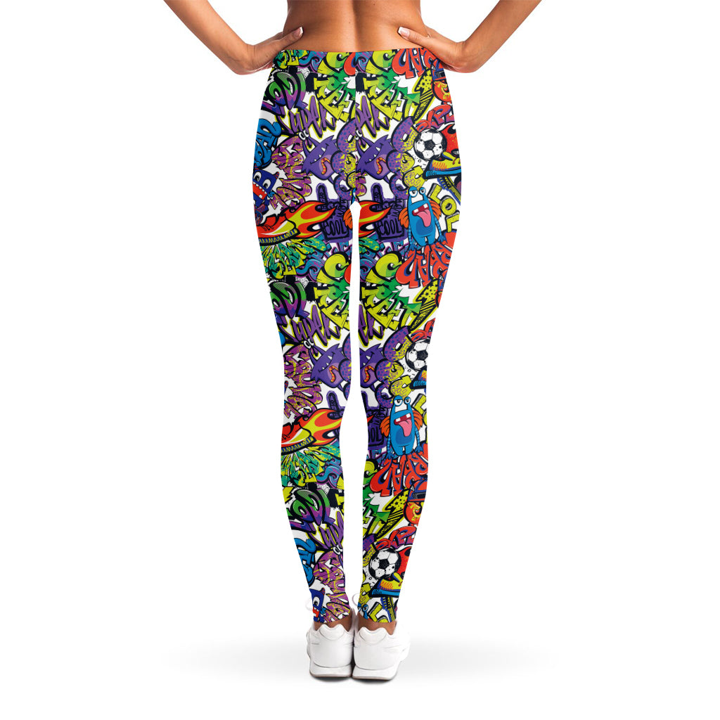 Funky Graffiti Pattern Print Women's Leggings