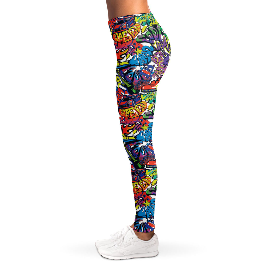 Funky Graffiti Pattern Print Women's Leggings