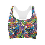 Funky Graffiti Pattern Print Women's Sports Bra