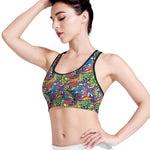 Funky Graffiti Pattern Print Women's Sports Bra