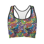 Funky Graffiti Pattern Print Women's Sports Bra