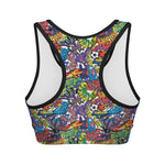 Funky Graffiti Pattern Print Women's Sports Bra