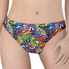 Funky Graffiti Pattern Print Women's Thong