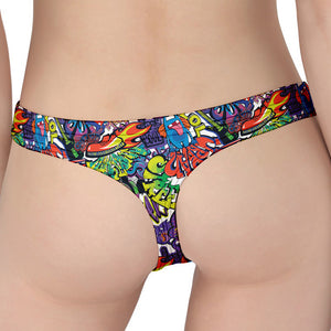 Funky Graffiti Pattern Print Women's Thong