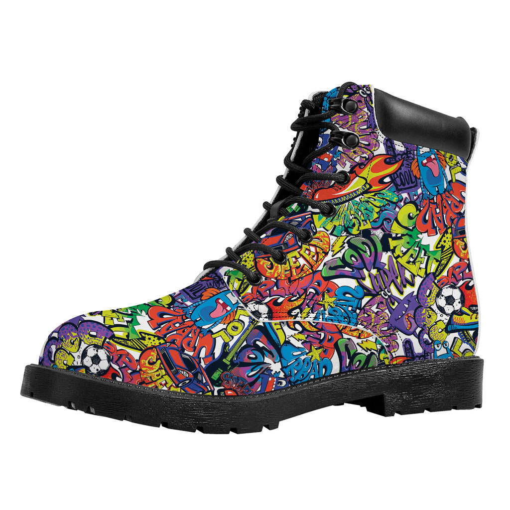 Funky Graffiti Pattern Print Work Boots