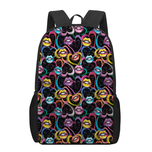Funky Kiss Lips Pattern Print 17 Inch Backpack