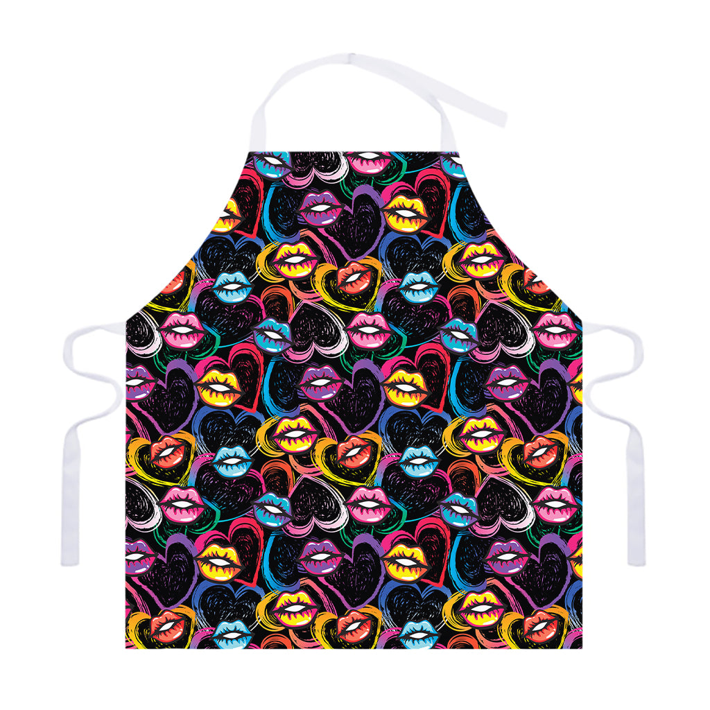 Funky Kiss Lips Pattern Print Adjustable Apron