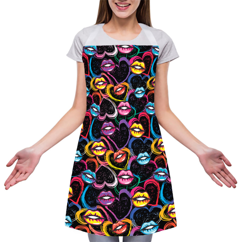 Funky Kiss Lips Pattern Print Adjustable Apron