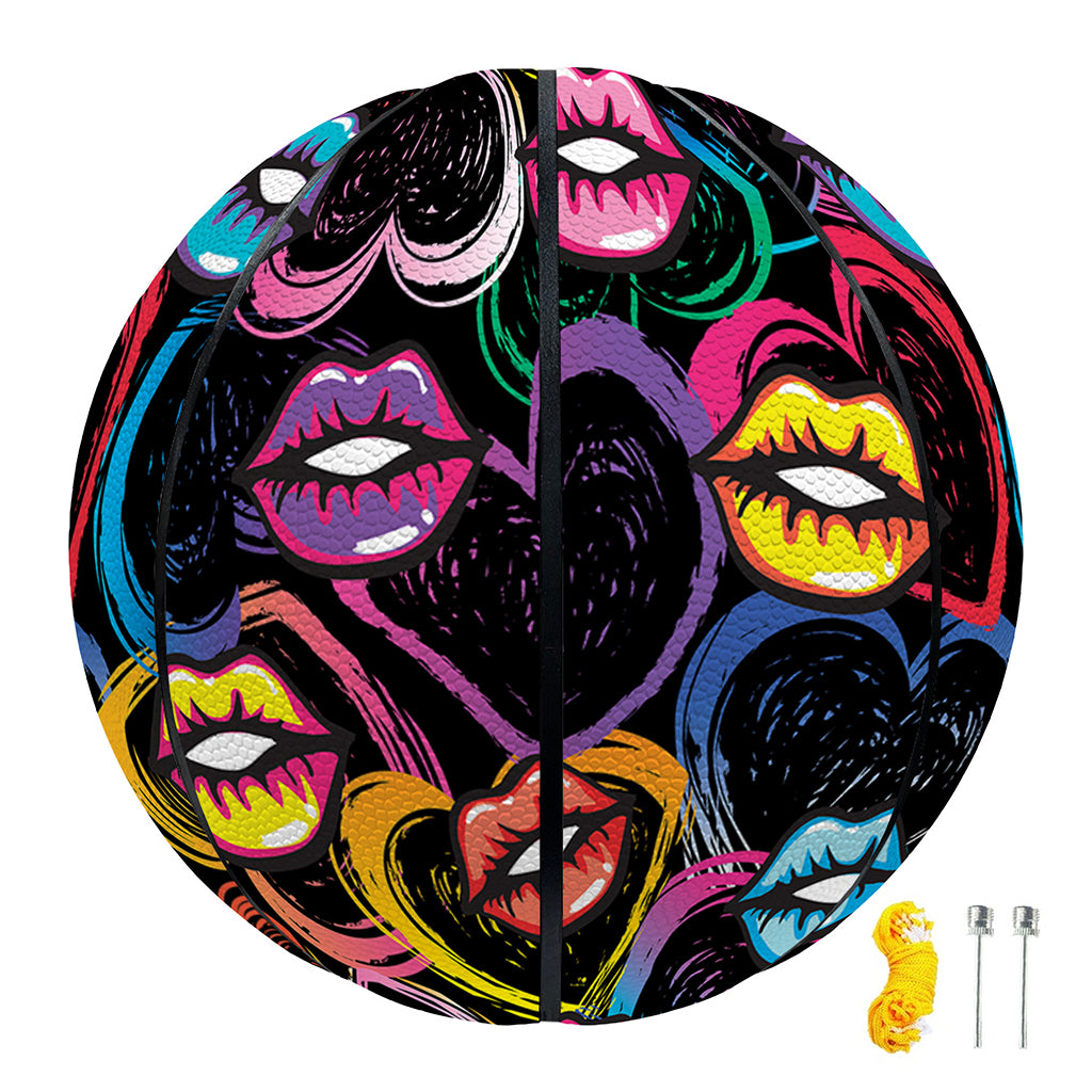 Funky Kiss Lips Pattern Print Basketball