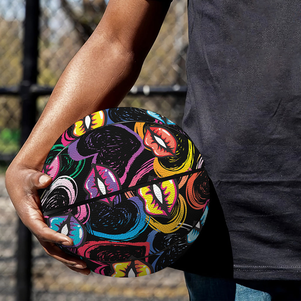 Funky Kiss Lips Pattern Print Basketball