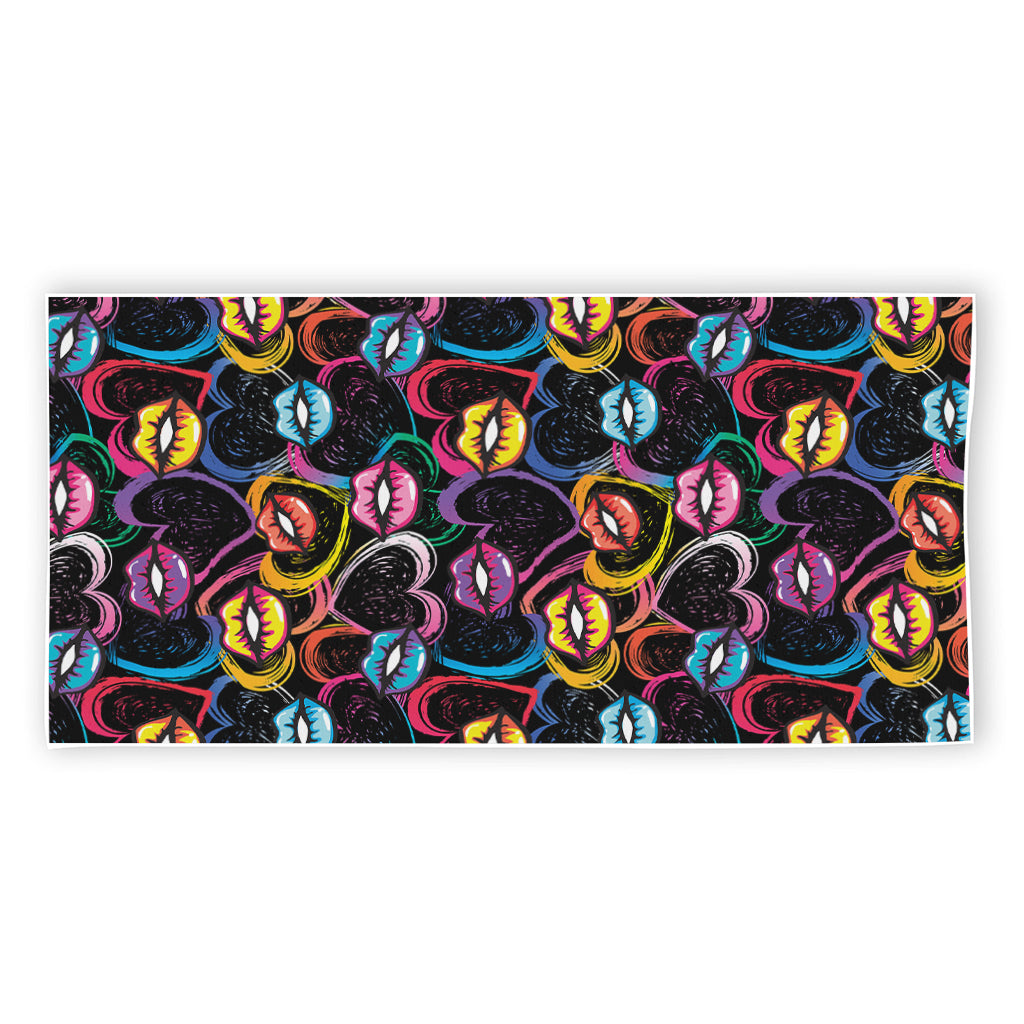 Funky Kiss Lips Pattern Print Beach Towel