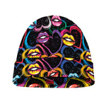 Funky Kiss Lips Pattern Print Beanie