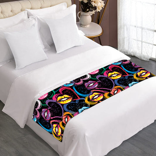 Funky Kiss Lips Pattern Print Bed Runner