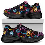 Funky Kiss Lips Pattern Print Black Chunky Shoes