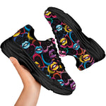 Funky Kiss Lips Pattern Print Black Chunky Shoes