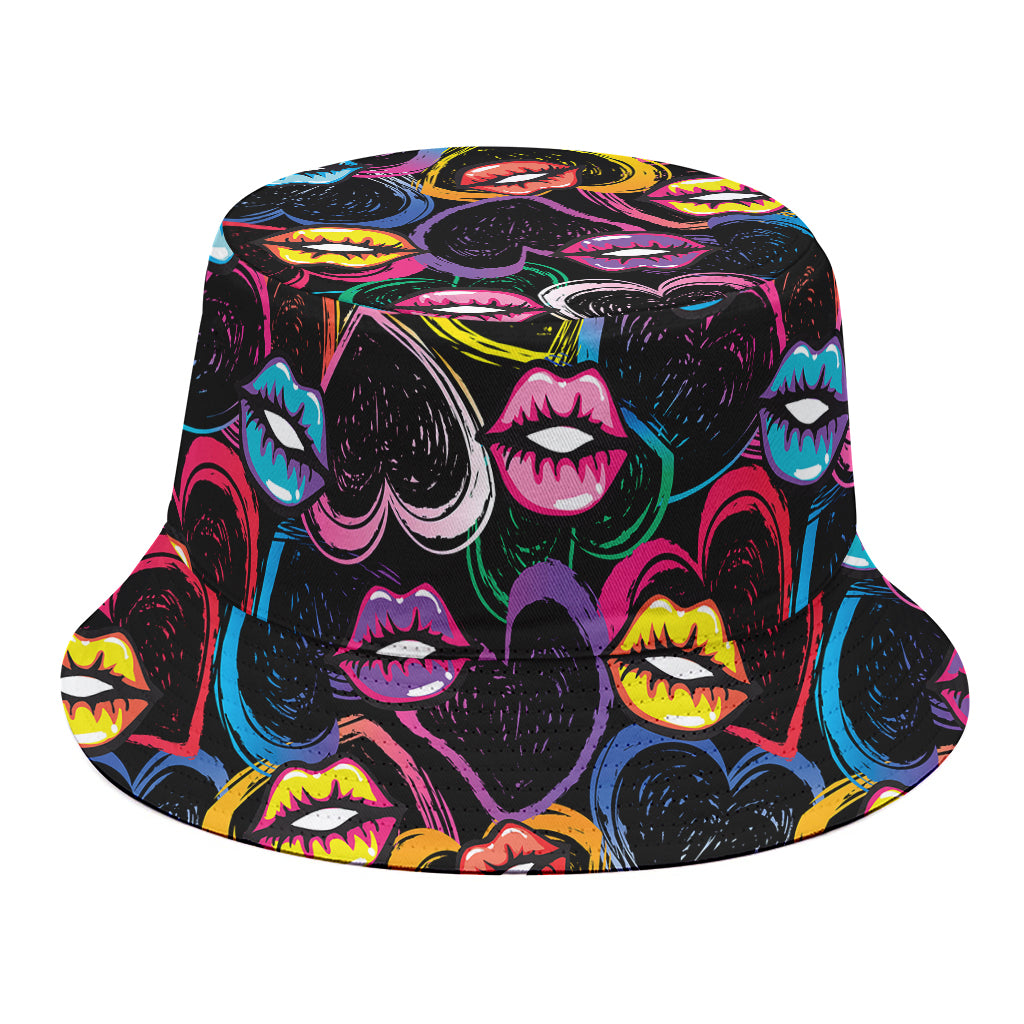 Funky Kiss Lips Pattern Print Bucket Hat