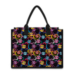 Funky Kiss Lips Pattern Print Canvas Tote Bag