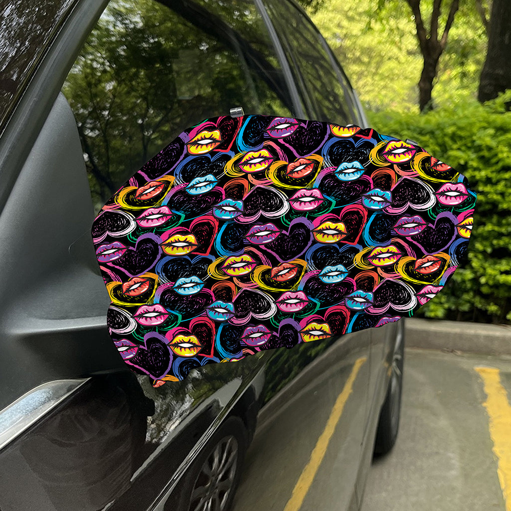 Funky Kiss Lips Pattern Print Car Side Mirror Covers
