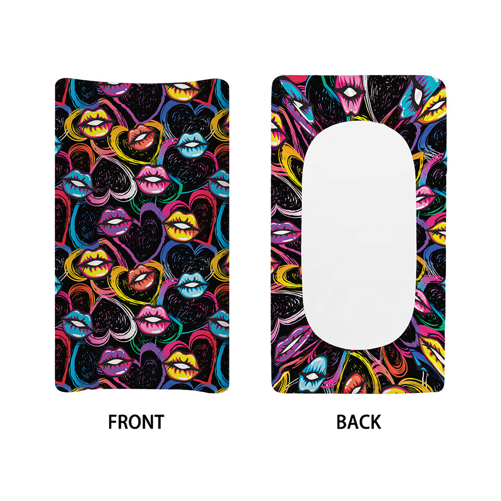 Funky Kiss Lips Pattern Print Changing Pad Cover