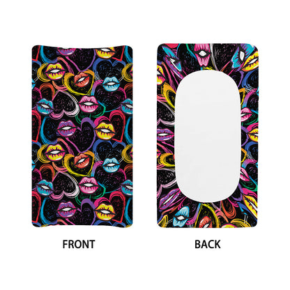 Funky Kiss Lips Pattern Print Changing Pad Cover