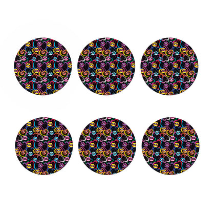 Funky Kiss Lips Pattern Print Coaster Set
