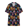 Funky Kiss Lips Pattern Print Cotton Hawaiian Shirt